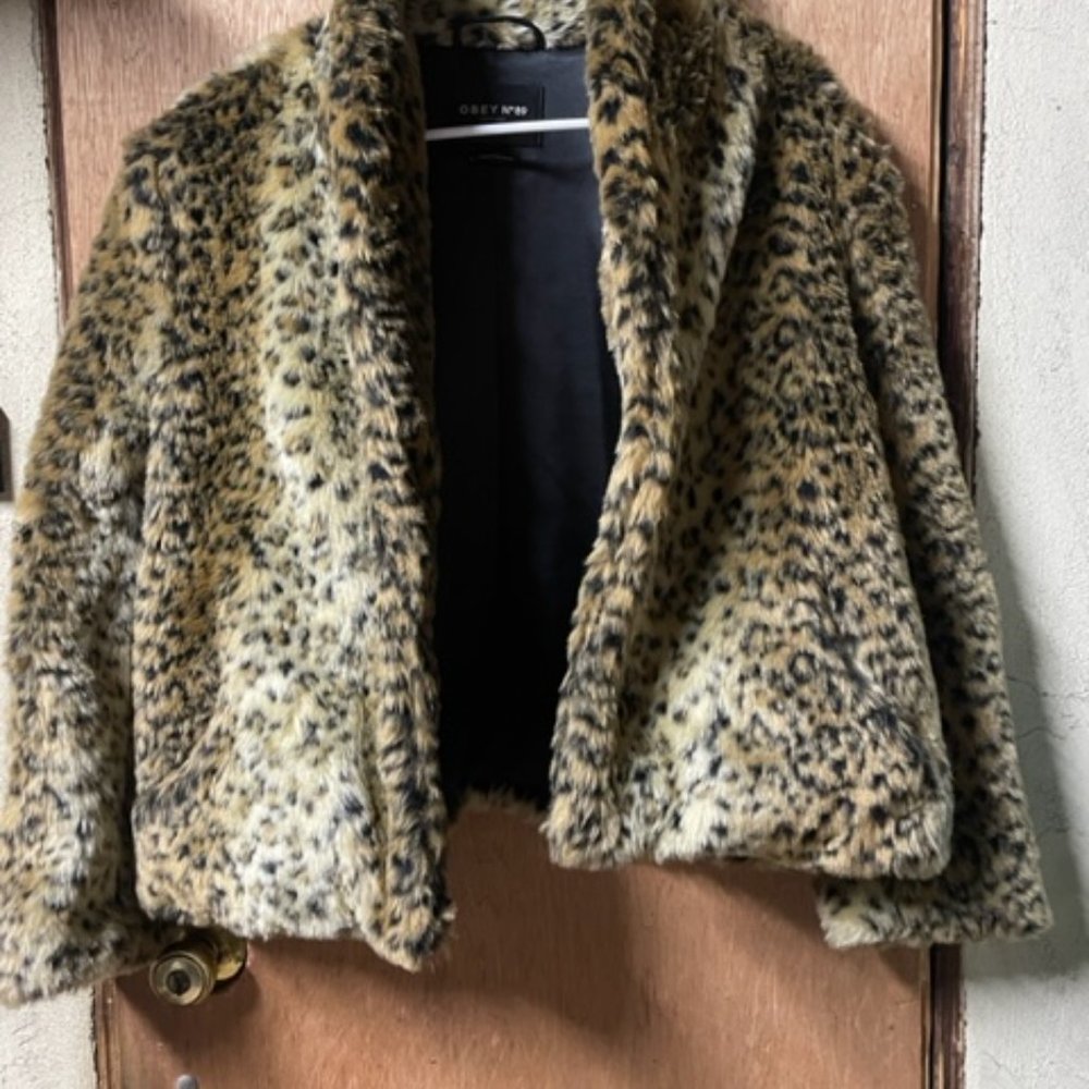 Obey Faux Leopard Coat
